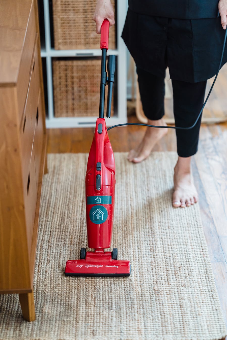 Professional carpet cleaning equipment prepared in a home