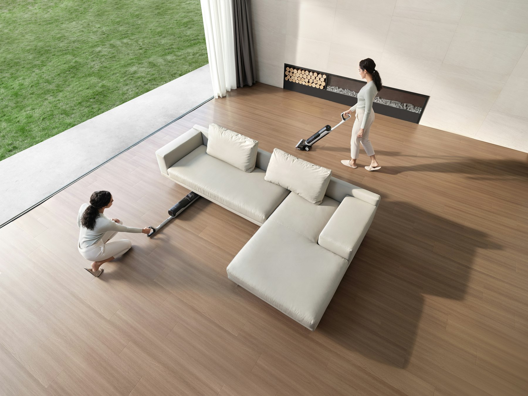 Professional carpet cleaning in a lived-in home